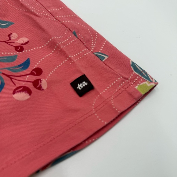 Tea Collection Girls Riko Trapeze Dress 5 Floral Pink Lime Green Blue Cotton EUC - Picture 5 of 10